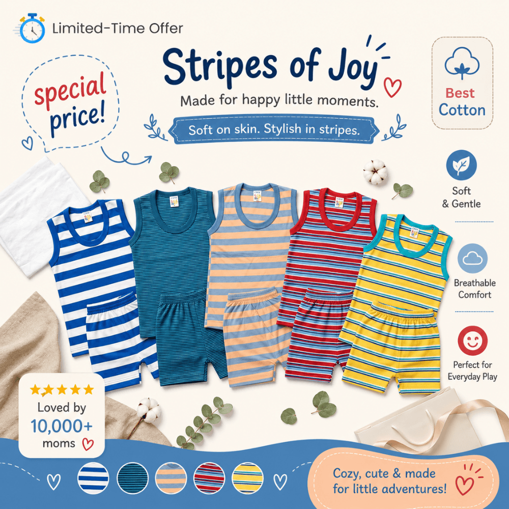 Kids Color Stripe Set – Pack of 5