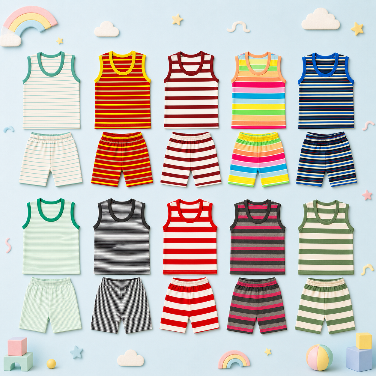 Kids Random Color Stripe Set – Pack of 5